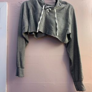 gray cut cropped sweatshirt